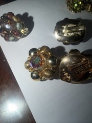 Lisner gold and crystal cluster clip on earrings