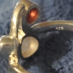 Vintage 925 Sterling Silver Bypass Ring Natural Garnet Rose Quartz Rainbow…