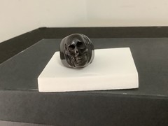Vintage carved natural black coral skull Gothic mens womens ring size 7.5-7.75