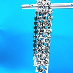 Vintage Weiss Rhinestone Bracelet Baguettes Fold Over Clasp .5″ 6.5″