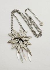 Lisner STAR Pendant Necklace Silver Tone Dangle in Art Deco 26 in