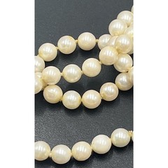 Vintage 14K Yellow Gold Clasp Hand Knotted Cultured Cream Pearl Necklace As Is