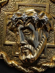 RARE Antique 1920s 14K Gold Diamond Jesus Christ High Relief Pendant 16.05g