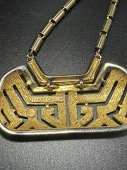 Vintage 1960s Pierre Cardin Space Age Modernist Gold Tone Statement Art Necklace