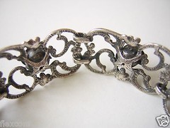 835 Silver Bracelet Rose Applications Theodor Klotz TEKA Pforzheim 23.6 g/20 cm