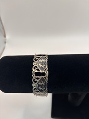 Vintage Sterling Silver Thai Siam Niello Dancer Fan Panel Link Bracelet Design