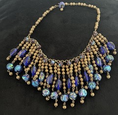 Miriam Haskell?? Vintage Choker Necklace With Dangling Glass Beads