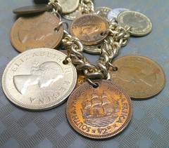 Vintage 1950s Coin Charm Bracelet British Colonies Pakistan India South Africa