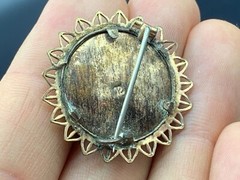 Antique Gold Filled Mourning Soldier Officer Photo Pin Brooch Marked c.1920’s