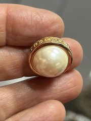 38. Christian Dior Gold tone White Creamy Faux Pearl Stud Earrings 17mm, 9.7g