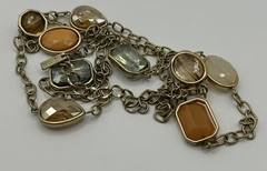 Vtg Estate Sale Cookie Lee Signed Chain Necklace With Shimmery Jewel Stations