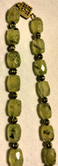 Vintage/Antique Prehnite Gemstone Faceted Beads Beaded Necklace