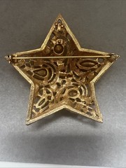 LaRoco La Roco Domed Paisley Rhinestone Star Brooch Pin Greens & Blues