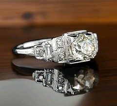 Vintage 18k White Gold Engagement Ring 1.03ct. Natural Old Euro Cut Diamond