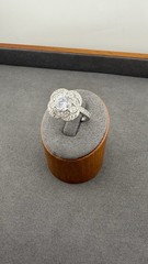 Vintage-Style Sterling Silver 925 Halo Ring w/ Large CZ – Size 10 – Elegant