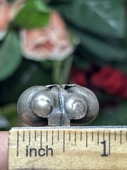 56. Vintage MEXICO Silver Los Cocos Two Balls Old School Ring 5.8g, 5.25s