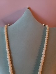 Vintage Hand Carved Rose Bovine Bone Necklace 19″
