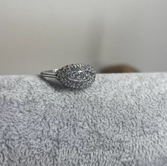 18k White gold HGE Heavy Gold Electroplated Cz Rhinestone Ring Vintage Size 7