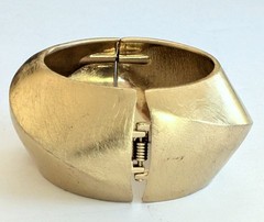 Signed RJG Graziano Large Modernist Metal Hinged Clamp Bracelet