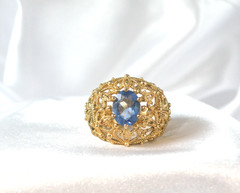 Ross Simons Sterling Silver 925 Gold on Simulated Tanzanite Filigree Ring Size 6
