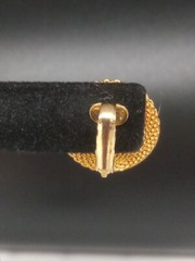 1980s Gold Tone Mesh Frame Faux Mabe Pearl Button Clip-on Earrings