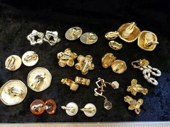 VINTAGE GOLDTONE LOT Assorted Clip-On Earrings SET/14 Pairs
