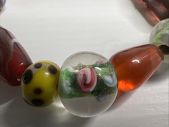 Vintage Art Glass Large Bead Stretchable Multicolored Bracelet