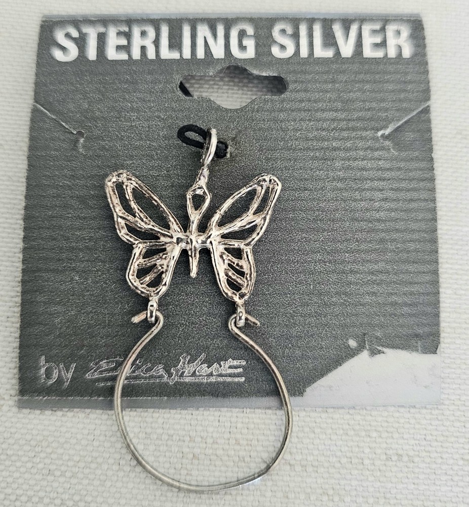 Vintage Erica Hart Sterling Silver Butterfly Charm Holder Pendant