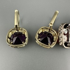 Vintage Rhinestone Earrings Lot Leverback Wingback Purple Red Silver Gold Tone