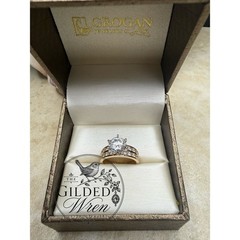 14K Gold Diamonique Simulated Diamond Engagement Ring Vintage 2 Ct Solitaire