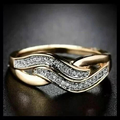 3.1Ct Art Deco Style Lab-Created Diamond Anniversary 14K Yellow Gold Finish Ring