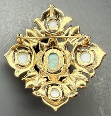 Vintage Sarah Coventry 1968 Remembrance Faux Turquoise Pearl Pendant Brooch Pin