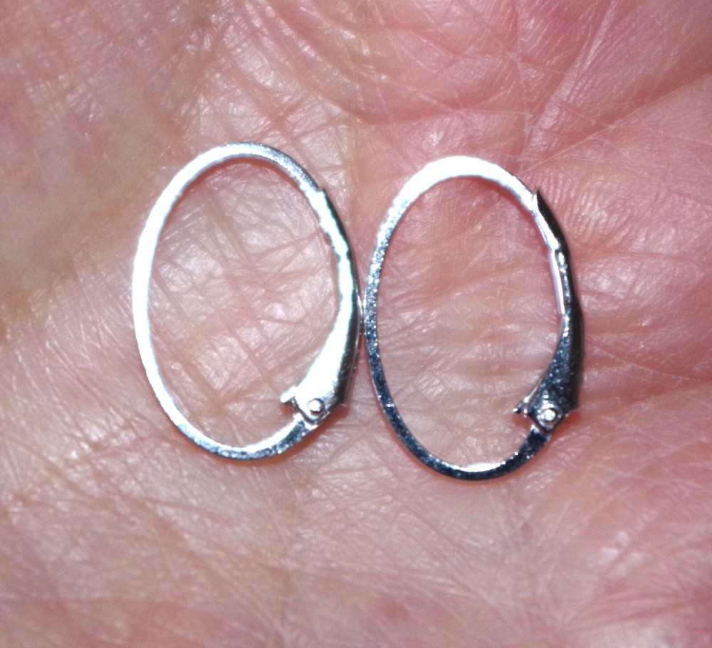 1 Pair Sterling Silver Semi round Large earrings Accessories Use with Any Stone