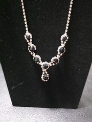 Vintage 2010 Black & Clear Rhinestones V Shaped Necklaces With 2 Pair…