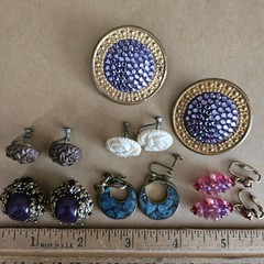 Vintage Lot 6 pr clip & screwback Earrings Richard Kerr