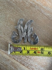 Vintage Mexican Sterling Silver Tencha Large Script M Pin Brooch 11g