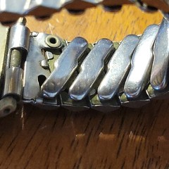 18% NICKEL SILVER NAME BRACELET FLORA INDIANA NAME ENGRAVED RARE OLD VINTAGE