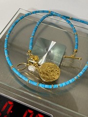 Mayamar (24K Gold Plate) Pearl & Charm Turquoise bead 21″ Necklace Yellow (NEW)