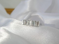 Sterling Silver 925 1.5ct Baguette CZ DQ Pinky Band Ring Size 6