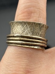 Artisan Textured Band Sterling Silver Spinner Fidget Ring ~Sz 4.75 Concave KVS