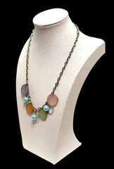 VTG Classic Dragonfly Colors Long Flat Beaded Everyday Statement Necklace 19″