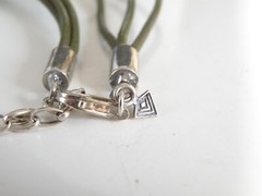Silpada Sterling Silver 925 Green Leather Station Necklace
