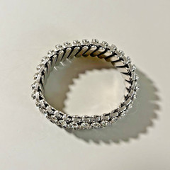 Vintage Expandable 4 Row Clear Rhinestone Silver Tone Bracelet