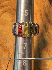 Vintage Sterling Silver 925 Rainbow CZ Channel Set Band Ring Size 6.5 6.30g