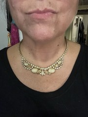 Vintage Champagne Rhinestone Choker Molded Art Glass & Crystal 50s Hollywood