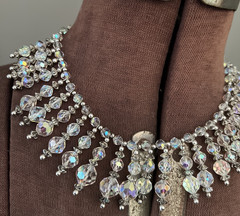 VINTAGE 1960’s AURORA BOREALIS CRYSTAL BIB COLLAR NECKLACE MCM STATEMENT PIECE