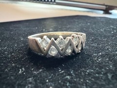 Modernist 925 Sterling Silver Zig Zag CZ Size 9.75