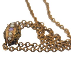 Opal Gold filled Fob Nouveau Slide Necklace 25.25” 1.9mm Chain Gf victorian 9.1g