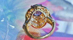 Gold over 925 silver sz 5 ring 4.89ct lab created tanzanite cubic zirconia 5.9g