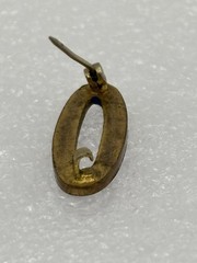 Antique Edwardian Era Sash Collar Lace Pin Open Oval Cobalt Enamel Brass C Clasp